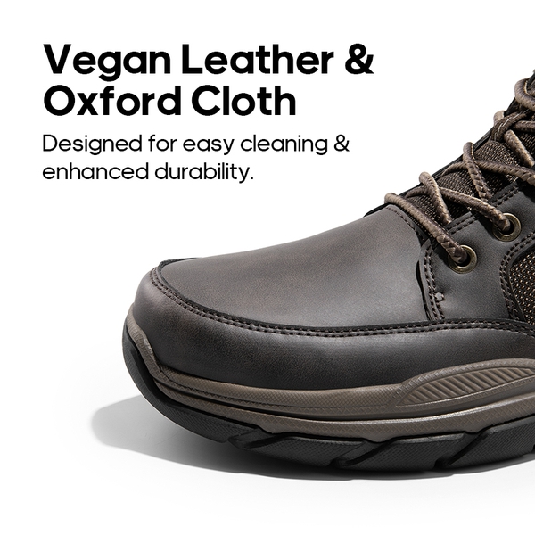 Men's Lightweight Vegan Leather Hiking Boots - DARK BROWN - 7